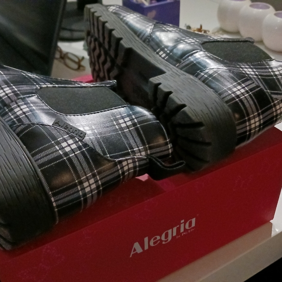Alegria black plaid ankle boots size 38 8 - 8.5 - Picture 10 of 10